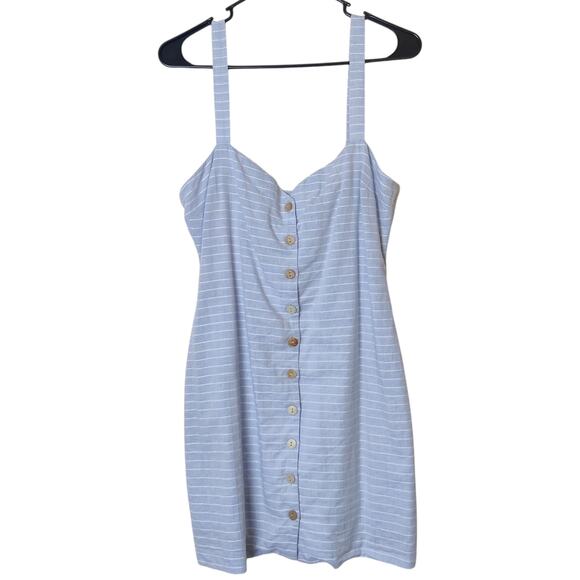 L'Academie Revolve Hawes Blue Cotton Chambray Button Front Mini Dress Medium - Picture 4 of 16